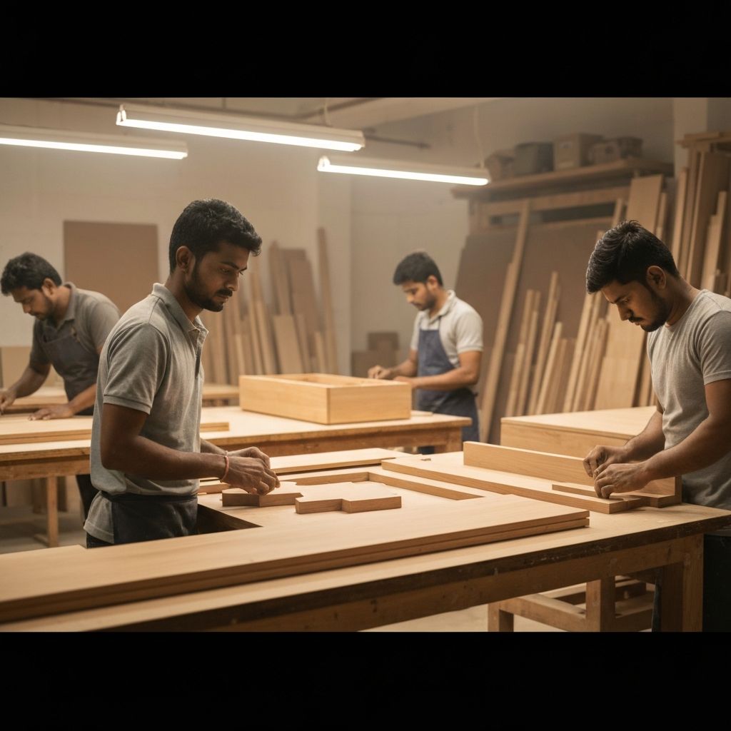 Pooja Furnitures carpentry workshop in Kolkata